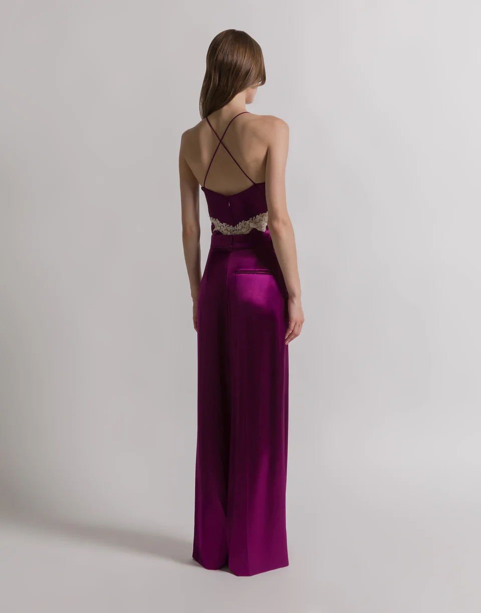 Satin top with lace