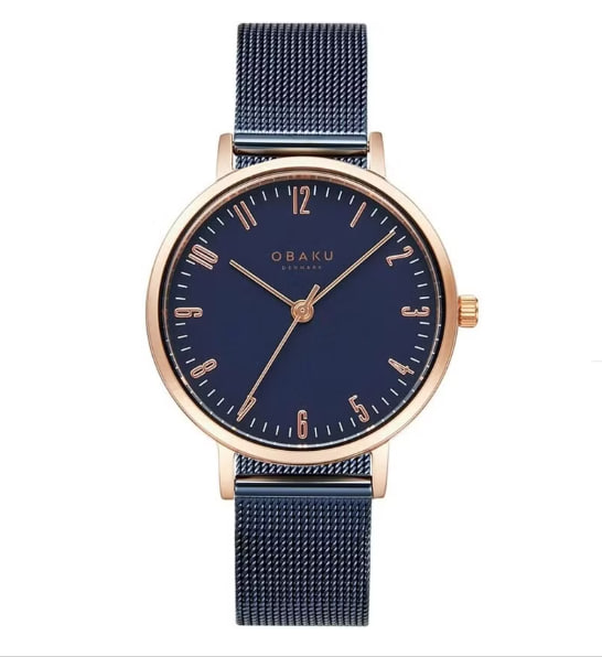 OBAKU City Exploration Lady's Fashion Watch - Rose Gold X Blue - V248LXVLML - 32mm